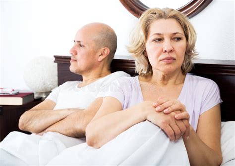 Mature Couple Quarrels In Bed Stock Image Image Of Female Offended