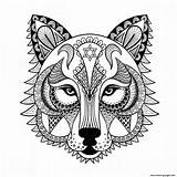 Coloring Pages Wolf Adults Adult Stress Print Anti Printable Detailed Vector Mask Colouring Color Zentangled Mascot Ethnic Ornamental Amulet Mandala sketch template