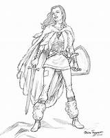 Warrior Guerrera Guerreros Drawings Staino Medievales Photoshop Designlooter Clipart sketch template