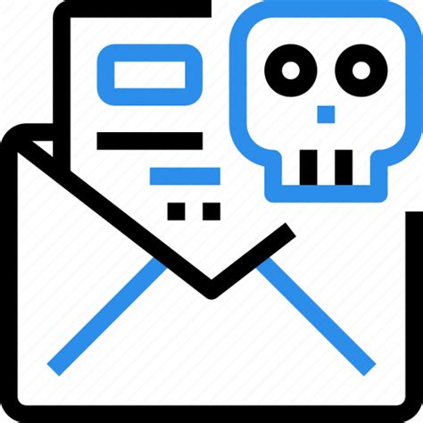 crime email hacking letter mail message skull icon