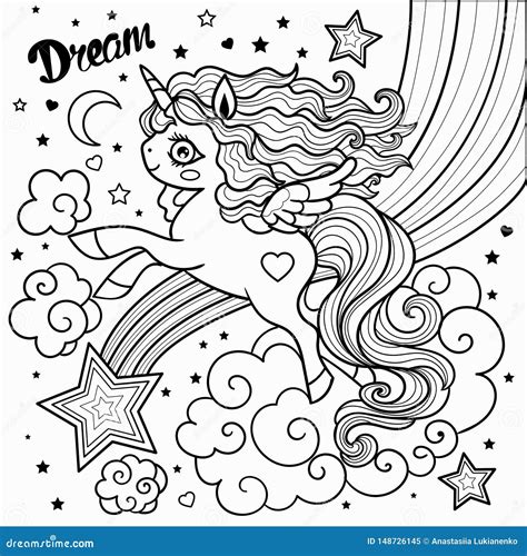 unicorn  star drawn vector illustration  coloring book vector