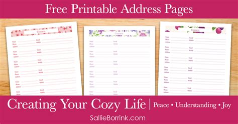 printable address pages sallieborrinkcom