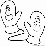 Coloring Mittens Christmas Snowman Winter Mitten Clothing Color Print Bigactivities sketch template