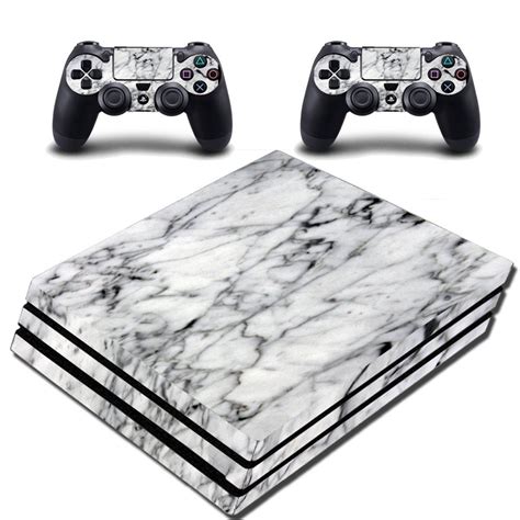 vwaq ps pro marble skin cover playstation  pro white wrap decal ppgc playstation