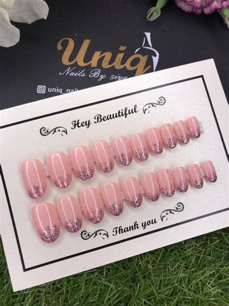 buy uniq nails nude glitter color uv treated glossy finish