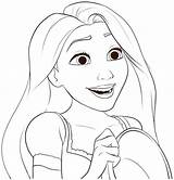 Coloring Princess Rapunzel Pages Disney Colouring Easy Face Kids Tangled Girls Printable Sheets Princesses Print Excited Color Getting Drawing Drawings sketch template