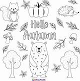 Autumn Coloring Kids Pages Color Animals Preschool Numbers Worksheet sketch template