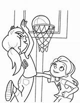 Basketball Coloring Pages Drawing Playing Girl Sports Printable Drawings Court Color Park Getcolorings Paintingvalley sketch template