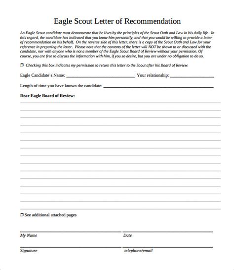 eagle scout letter  recommendation   documents   word