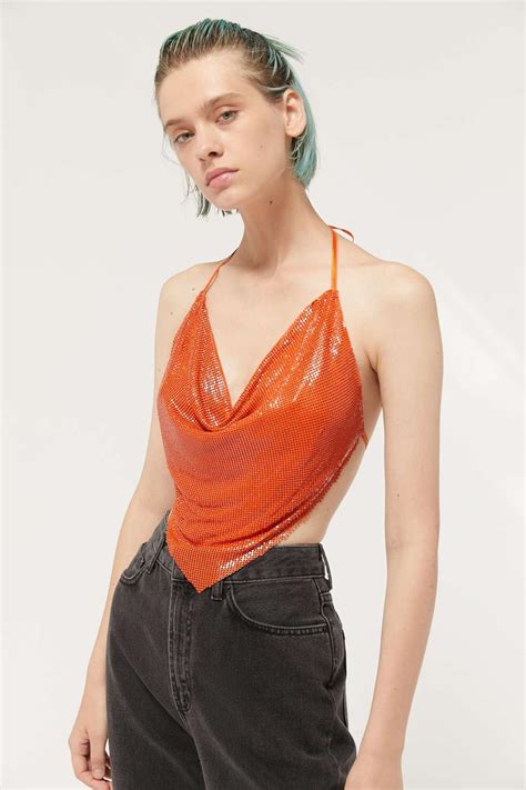 urban outfitters uo chainmail handkerchief halter top lyst