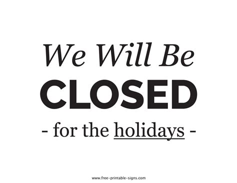 printable closed   holidays sign  printable signs
