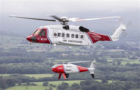 british hm coastguard conducts search  rescue missions  camcopter   uav