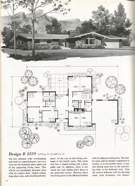 vintage house plans  square feet mid century homes hearth step mid modern house mid