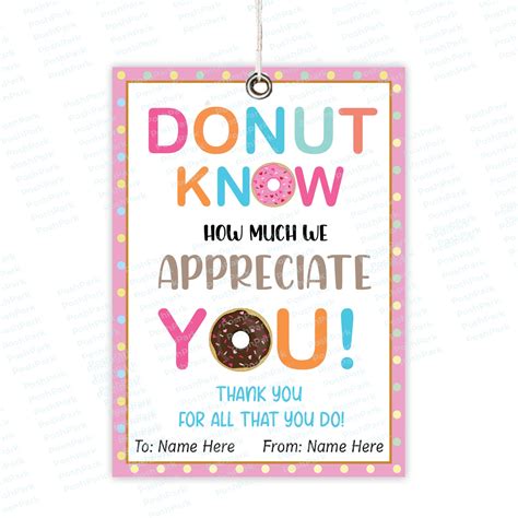 editable donut       tag staff teacher donu