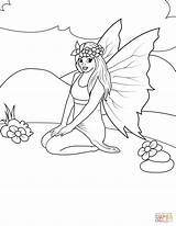 Fairy Coloring Sitting Pages Drawing Categories sketch template