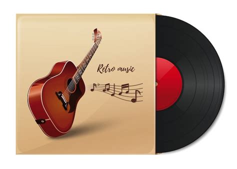 disco vinílico em envelope de papel com imagem de violão disco de