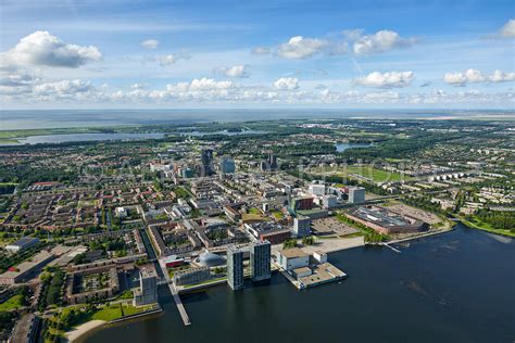 aerial view almere city center    weerwater almere  netherlands