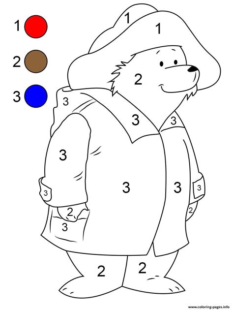 paddington bear  number coloring pages printable