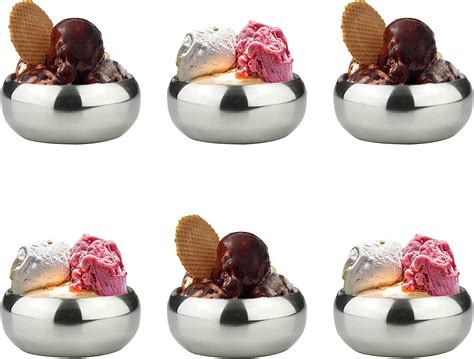 gk global kitchen stainless steel ice cream bowls set of 6 dessert cups