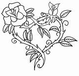 Coloring Roses Pages Hearts Rose Printable Thorn Heart Adults Sharp Thorns Colouring Broken Print Drawing Color Crosses Adult Sheets Tattoo sketch template