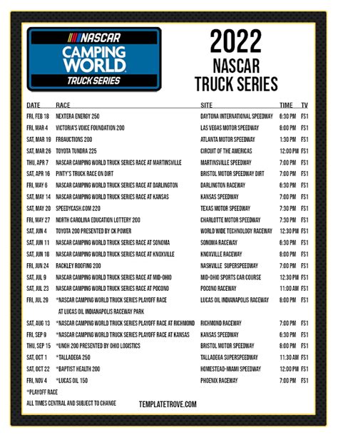 nascar race schedule printable printable world holiday
