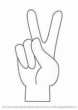 Peace Draw Hand Sign Drawing Step Easy Symbols Drawings Signs Hands Drawingtutorials101 Tutorials Symbol Reference Learn Gesture Hippie Choose Board sketch template