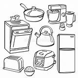 Kitchen Appliances Utensils Coloring Pages Sketch Different Kids Illustration Pdf Tools Preview sketch template