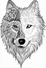 Loup Impressionnant Zentangle sketch template