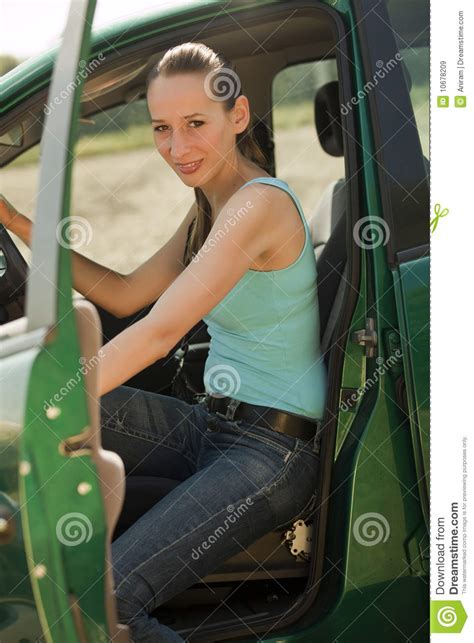 Woman Get Out Of The Car Royalty Free Stock Images Image
