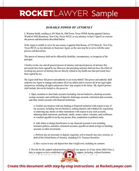 power  attorney form texas  tx durable power  attorney form