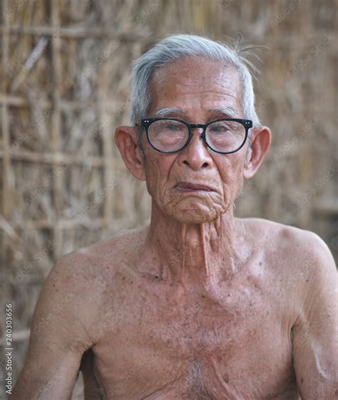 Asia Old Man Face Elderly Serious Man Mature Portrait Very Old Man 70