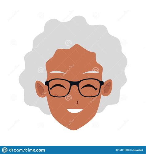 Cartoon Old Woman With Glasses Flat Design Stock Vector Illustration
