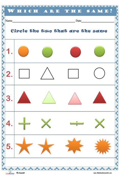 preschool shapes worksheets printables edumonitor