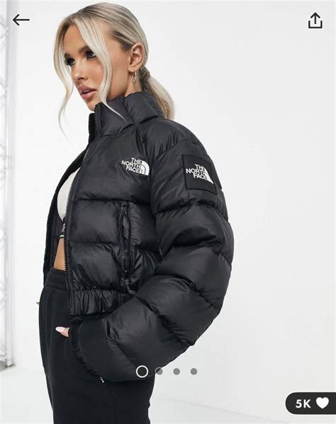 north face cropped puffer jacket  black womens fashion coats jackets  outerwear