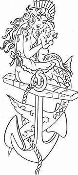 Sailor Jerry Tattoos Tattoo Mermaid Old School Anchor Iconic Most Buzzfeed Girl Uncolored Sitting Child Her Baby Girls Traditional Navy sketch template