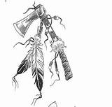 Indian Drawing Spear American Native Tomahawk Tattoos Getdrawings sketch template