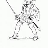 Coloring Guardsman Kingdom Mongolian Warrior Combatant Spear sketch template