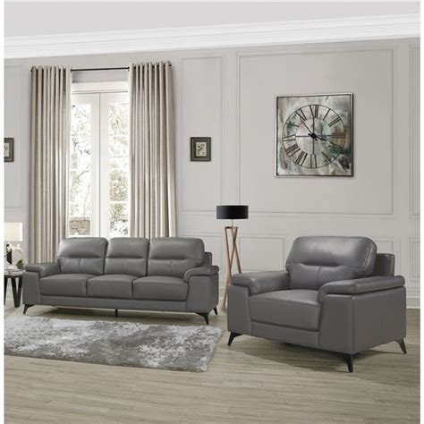 hometrend dawson contemporary genuine leather living room set dark