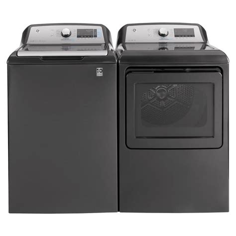 shop ge high efficiency  cu ft top load washer dryer set  diamond gray  lowescom