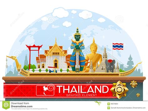 Thailand Landmark Travel Stock Vector Illustration Of