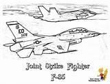 Coloring Pages Airplane Jet Fighter 35 Lightning Ii Kids Colouring Yescoloring Jets Print Military F35 Airplanes Color Planes Force Air sketch template