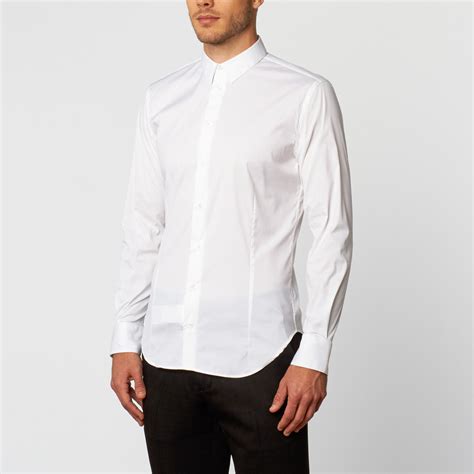 solid long sleeve dress shirt white   la moda italiana usa touch  modern