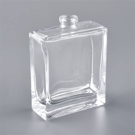 2oz Square Clear Glass Perfume Bottle With Crimp Top On