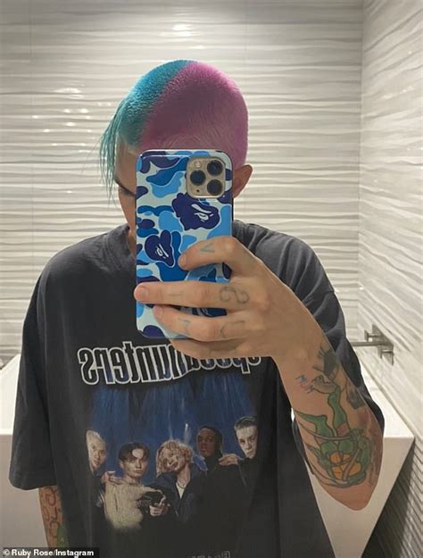 bored in lockdown ruby rose debuts bizarre new pink and blue haircut
