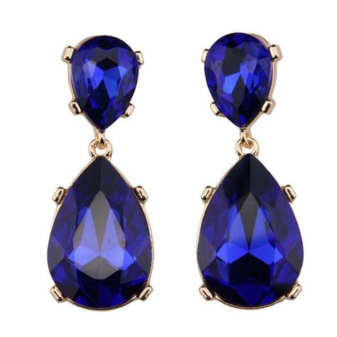 sapphire blue crystal teardrop earrings jolie  oscar