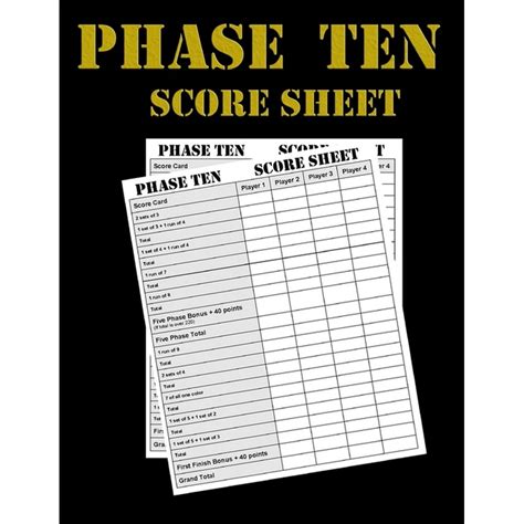 printable phase ten card game score sheets