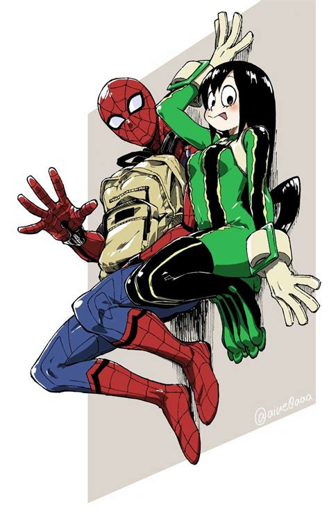 Spider Man And Tsuyu My Hero Anime My Hero Academia