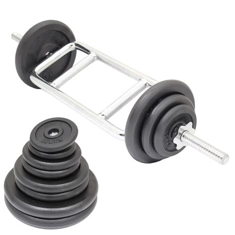 tricepbicep  weight barbell bar cast iron weights set gymlifting armcurls ebay