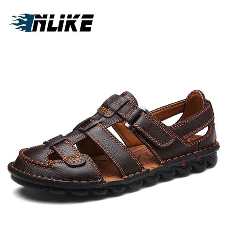 inlike brand big size drop shipping mens sandals genuine leather sandals outdoor casual men