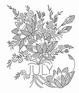 Flower July Vintage Month Flowers Embroidery Transfers Qisforquilter Patterns Larkspur Transfer Months Hand sketch template